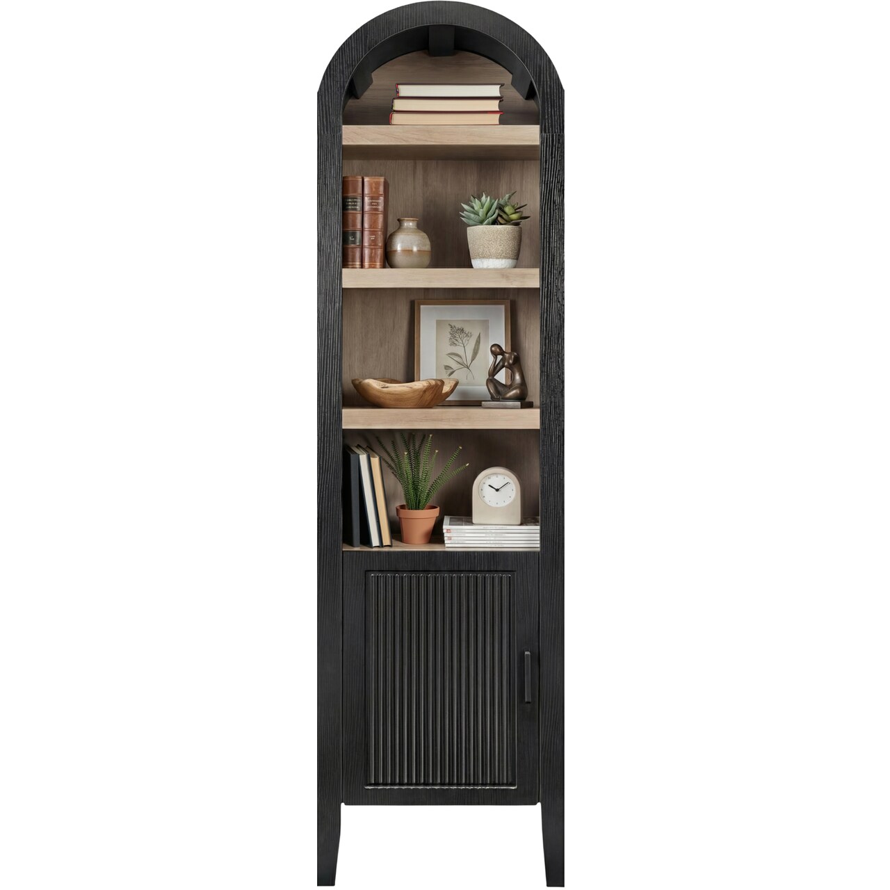 Best Choice Products 72 Tall Narrow Storage Cabinet w/ Adjustable Shelves, 4-Tier Modern Arched Bookcase"
